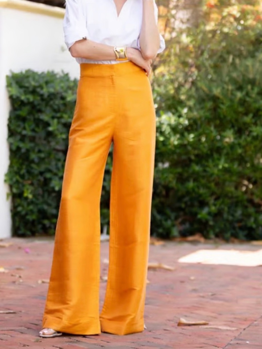 Julia Amory Julia Dupioni Silk Cuffed Wide-Leg Pant